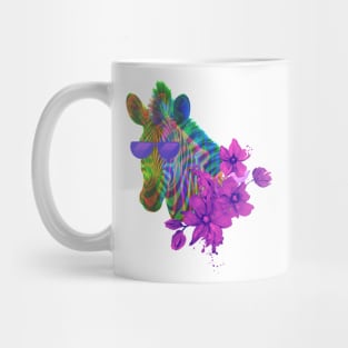 Neon Zebra with Sunglasses Mug